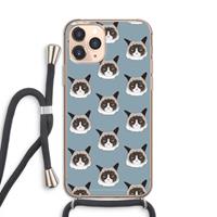 CaseCompany It's a Purrr Case: iPhone 11 Pro Transparant Hoesje met koord