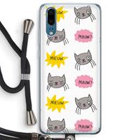 CaseCompany Meow: Huawei P20 Transparant Hoesje met koord