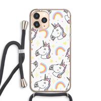 CaseCompany Rainbow Unicorn: iPhone 11 Pro Transparant Hoesje met koord