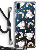 CaseCompany Rainbow Unicorn: Huawei P20 Transparant Hoesje met koord