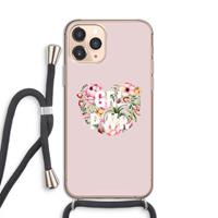 CaseCompany GRL PWR Flower: iPhone 11 Pro Transparant Hoesje met koord