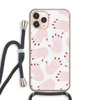 CaseCompany Hands pink: iPhone 11 Pro Transparant Hoesje met koord