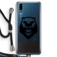 CaseCompany Angry Bear (black): Huawei P20 Transparant Hoesje met koord