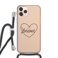 CaseCompany Forever heart black: iPhone 11 Pro Transparant Hoesje met koord