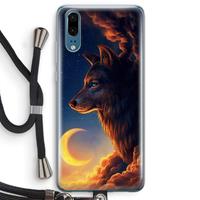 CaseCompany Night Guardian: Huawei P20 Transparant Hoesje met koord