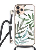 CaseCompany Tropical watercolor leaves: iPhone 11 Pro Transparant Hoesje met koord