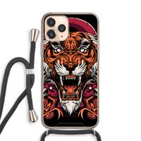 CaseCompany Tiger and Rattlesnakes: iPhone 11 Pro Transparant Hoesje met koord