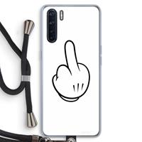 CaseCompany Middle finger white: Oppo A91 Transparant Hoesje met koord