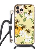 CaseCompany No flowers without bees: iPhone 11 Pro Transparant Hoesje met koord