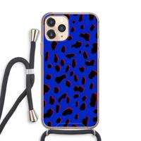 CaseCompany Blue Leopard: iPhone 11 Pro Transparant Hoesje met koord