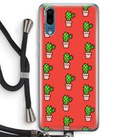 CaseCompany Mini cactus: Huawei P20 Transparant Hoesje met koord