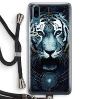 CaseCompany Darkness Tiger: Huawei P20 Transparant Hoesje met koord