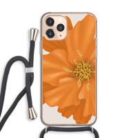 CaseCompany Orange Ellila flower: iPhone 11 Pro Transparant Hoesje met koord