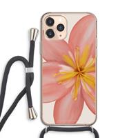 CaseCompany Pink Ellila Flower: iPhone 11 Pro Transparant Hoesje met koord