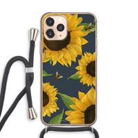 CaseCompany Sunflower and bees: iPhone 11 Pro Transparant Hoesje met koord