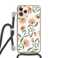 CaseCompany Peachy flowers: iPhone 11 Pro Transparant Hoesje met koord