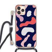 CaseCompany Memphis Shapes Pink: iPhone 11 Pro Transparant Hoesje met koord