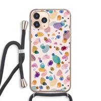 CaseCompany Terrazzo Memphis Pink: iPhone 11 Pro Transparant Hoesje met koord