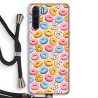 CaseCompany Pink donuts: Oppo A91 Transparant Hoesje met koord