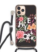 CaseCompany Hello in flowers: iPhone 11 Pro Transparant Hoesje met koord