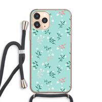 CaseCompany Small white flowers: iPhone 11 Pro Transparant Hoesje met koord