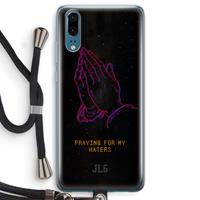 CaseCompany Praying For My Haters: Huawei P20 Transparant Hoesje met koord
