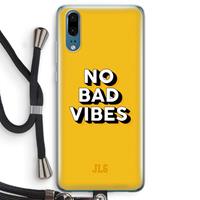 CaseCompany No Bad Vibes: Huawei P20 Transparant Hoesje met koord