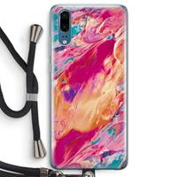 CaseCompany Pastel Echoes: Huawei P20 Transparant Hoesje met koord