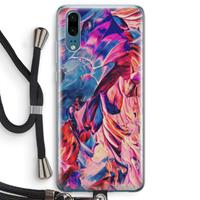 CaseCompany Pink Orchard: Huawei P20 Transparant Hoesje met koord