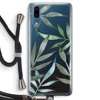 CaseCompany Tropical watercolor leaves: Huawei P20 Transparant Hoesje met koord