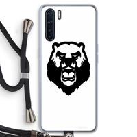 CaseCompany Angry Bear (white): Oppo A91 Transparant Hoesje met koord
