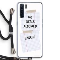 CaseCompany No Girls Allowed Unless: Oppo A91 Transparant Hoesje met koord