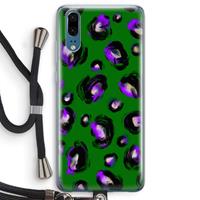 CaseCompany Green Cheetah: Huawei P20 Transparant Hoesje met koord