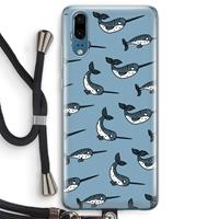 CaseCompany Narwhal: Huawei P20 Transparant Hoesje met koord