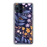 CaseCompany Flowers with blue leaves: Oppo Find X3 Pro Transparant Hoesje