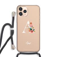 CaseCompany Pink Bouquet: iPhone 11 Pro Transparant Hoesje met koord