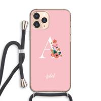 CaseCompany Pink Bouquet: iPhone 11 Pro Transparant Hoesje met koord