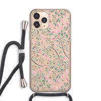 CaseCompany Sierlijke bloemen: iPhone 11 Pro Transparant Hoesje met koord