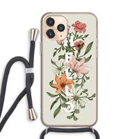 CaseCompany Hello bloemen: iPhone 11 Pro Transparant Hoesje met koord