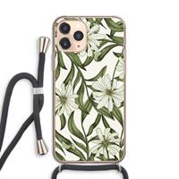 CaseCompany Wit bloemenpatroon: iPhone 11 Pro Transparant Hoesje met koord