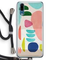 CaseCompany Bold Rounded Shapes: Huawei P20 Transparant Hoesje met koord