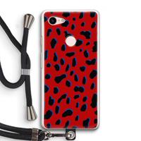 CaseCompany Red Leopard: Pixel 3 Transparant Hoesje met koord