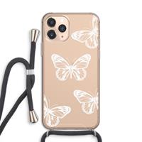 CaseCompany White butterfly: iPhone 11 Pro Transparant Hoesje met koord