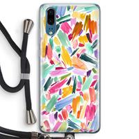 CaseCompany Watercolor Brushstrokes: Huawei P20 Transparant Hoesje met koord