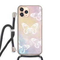 CaseCompany White butterfly: iPhone 11 Pro Transparant Hoesje met koord