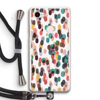 CaseCompany Tropical Dots: Pixel 3 Transparant Hoesje met koord