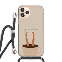 CaseCompany Aggressively drinks coffee: iPhone 11 Pro Transparant Hoesje met koord