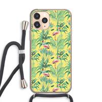 CaseCompany Flamingo party: iPhone 11 Pro Transparant Hoesje met koord