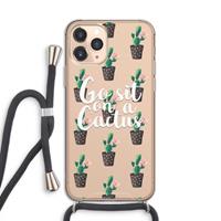 CaseCompany Cactus quote: iPhone 11 Pro Transparant Hoesje met koord