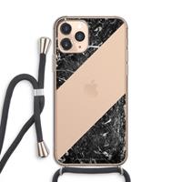 CaseCompany Zwart marmer: iPhone 11 Pro Transparant Hoesje met koord